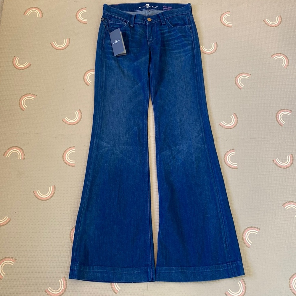 New With Tags 7 For All Mankind Low Rise Ginger Wide Leg Jeans Size 0